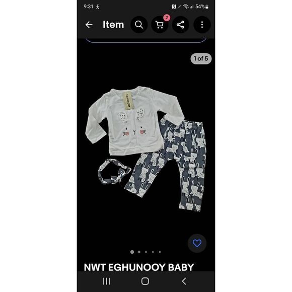 NWT EGHUNOOY 3 PIECE BUNNY OUTFIT - Picture 1 of 6